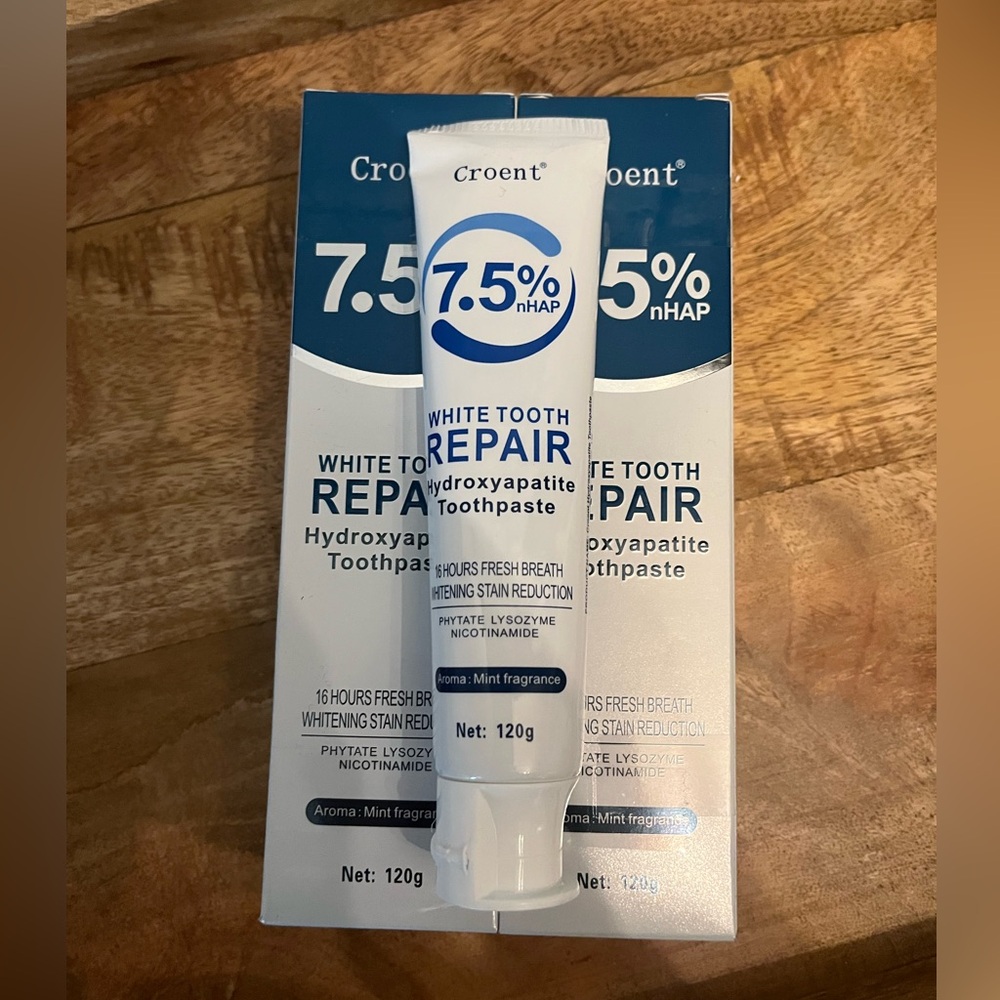 4 Tubes, Croent 7.5% nHAP White Tooth Repair Hydroxyapatite Toothpaste, New
